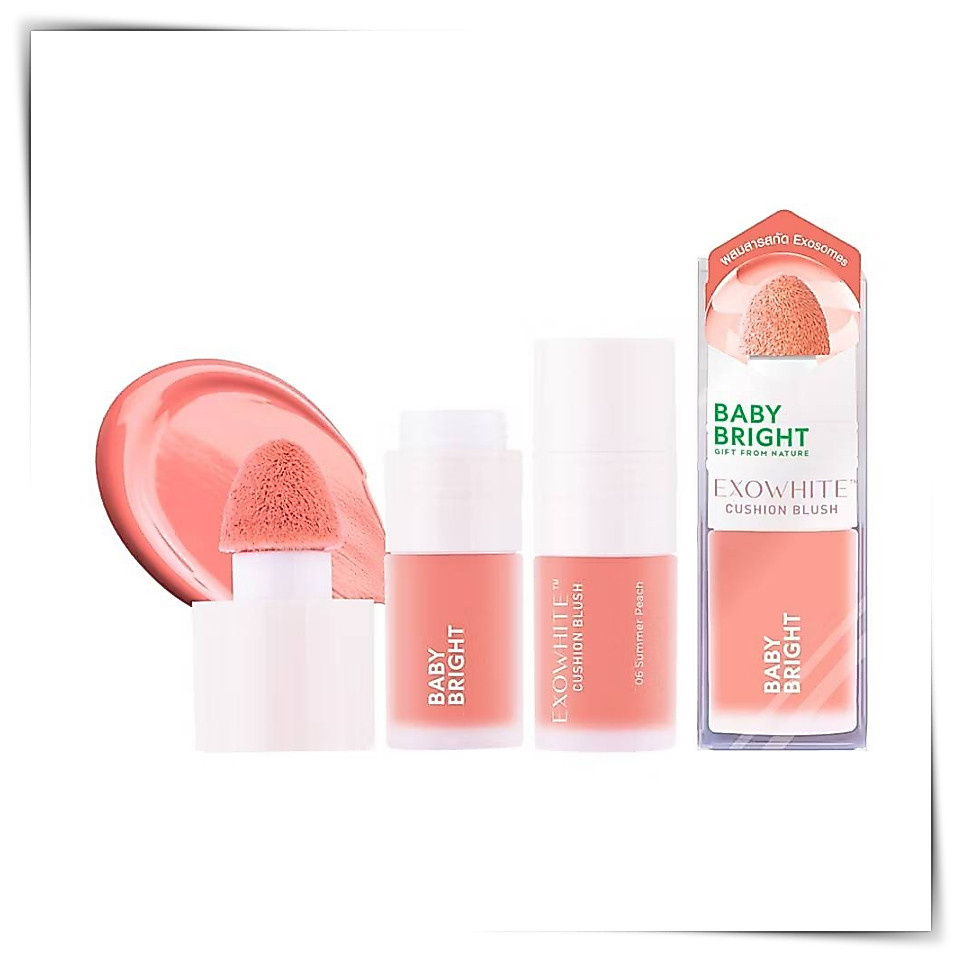 บลัชออน เนื้อนุ่ม กันน้ำ ติดทน พร้อมบำรุง / BABY BRIGHT EXOWHITE CUSHION BLUSH