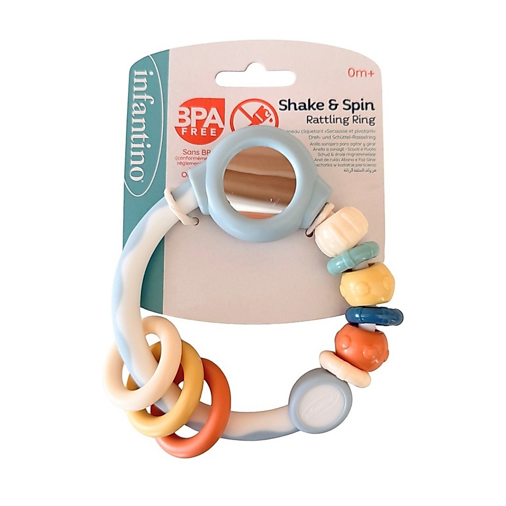 Infantino : Shake & Spin Rattling Ring - ยางกัดวงแหวนเขย่า (สีพาสเทล)