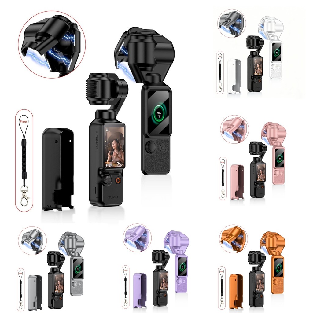 สําหรับ DJI Osmo Pocket 3 4 4 Pro Magnetic Protective Hard Case ฝาหลังพร้อมตัวป้องกันหน้าจอ Anti-Drop Anti-Fingerprint Shell พร้อมเชือกเส้นเล็ก
