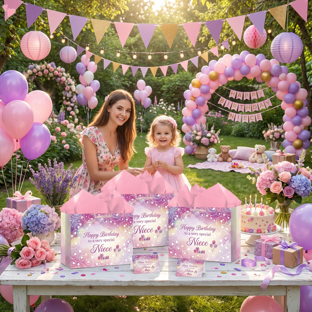 ชุดถุงของขวัญ Niece สุขสันต์วันเกิดพร้อมการ์ด & กระดาษทิชชู่ – จนถึงพิเศษมาก Niece / To a Lovely Nie