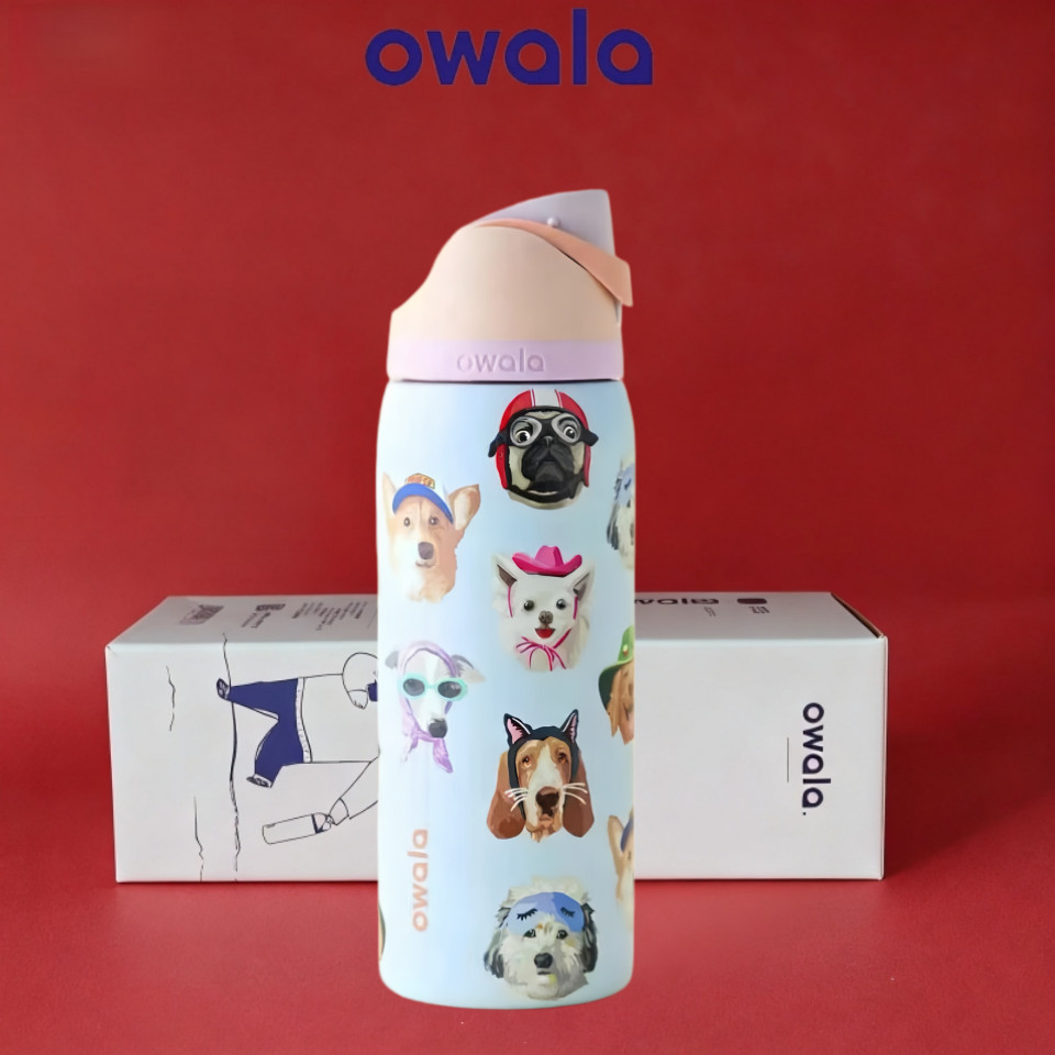 Owala FreeSip ขวดน้ํา 24oz & 32oz 304 สแตนเลสสูญญากาศฉนวน Tumbler ฟาง Leakproof BPA ฟรีกีฬากระเป๋าเดินทาง