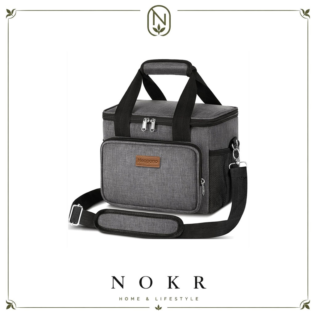 NOKR 15L ถุงอาหารกลางวันขนาดใหญ่ฉนวนถุงอาหารกลางวัน Soft Cooler Cooling กระเป๋าสําหรับผู้ใหญ่ผู้ชายผู้หญิง