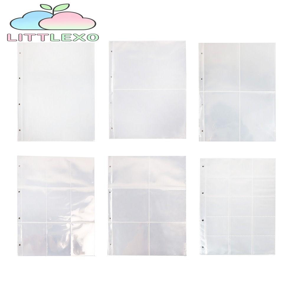 LITTLEX อัลบั้มภาพ Refill หน้า, โปร่งใสหลายกระเป๋า A4 Kpop Photocard Binder, 4 หลุม 4 แหวน PP DIY Photo Album แขน