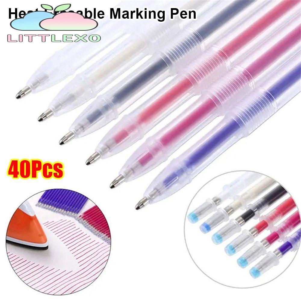 LITTLEX 40 ชิ้นความร้อน Erasable เครื่องหมายปากกา, 13 ซม.ผ้าเย็บอุณหภูมิสูง Disappearance Refill, หยาบ Rod Marker ปากกา DIY Craft เย็บอุปกรณ์เสริม