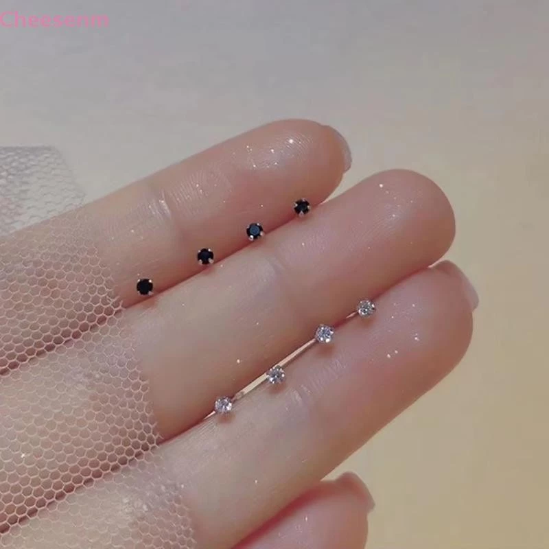 Cheenm 1 คู่แฟชั่นอินเทรนด์ Zircon Stud ต่างหูสําหรับสาวทุกวันเรขาคณิตต่างหูขนาดเล็กหูกระดูกเล็บเครื่องประดับ TH