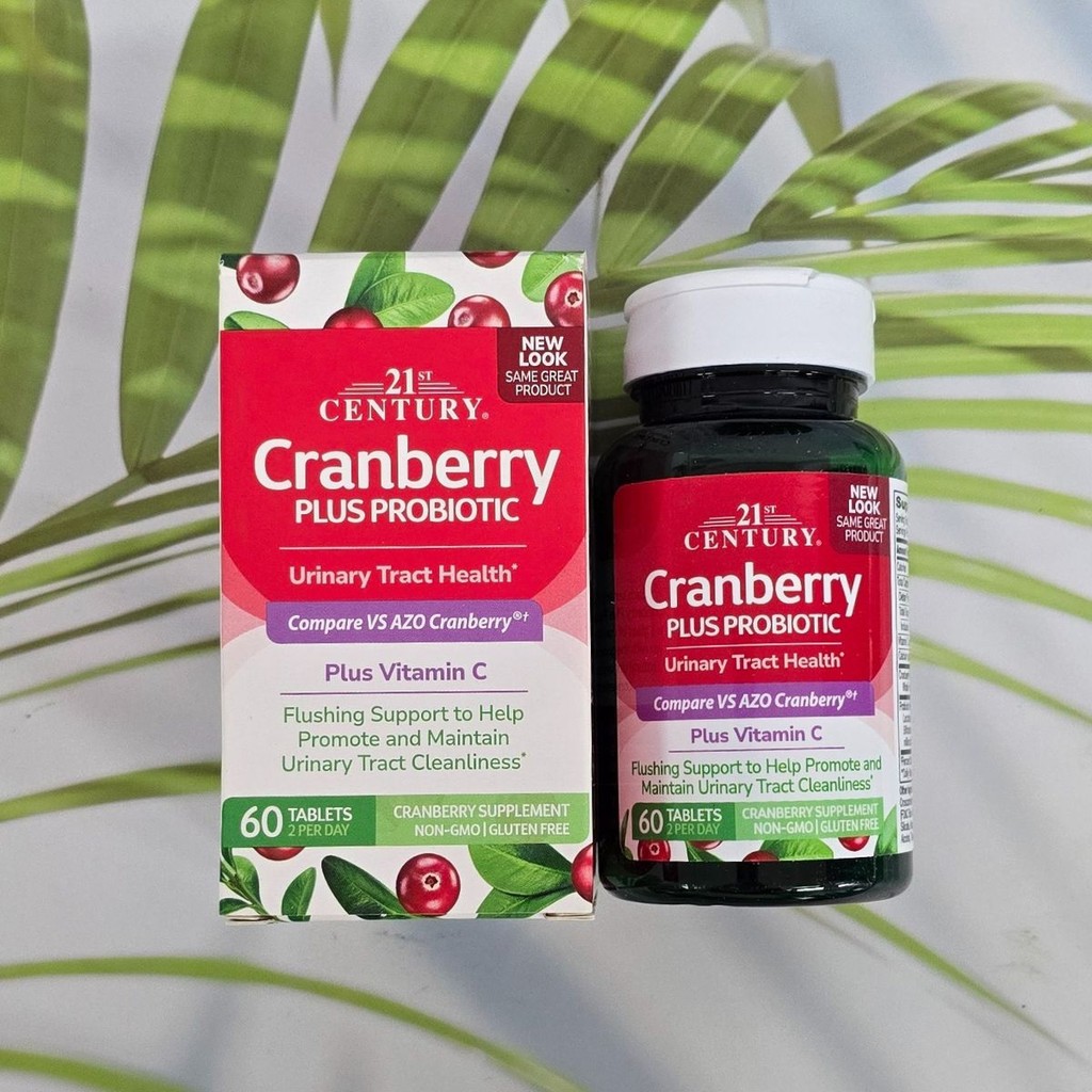 แครนเบอรรี่ ผสมโปรไบโอติกส์ 4 สายพันธุ์ 300 ล้านตัว Cranberry Plus Probiotic 60 เม็ด (21st Century)
