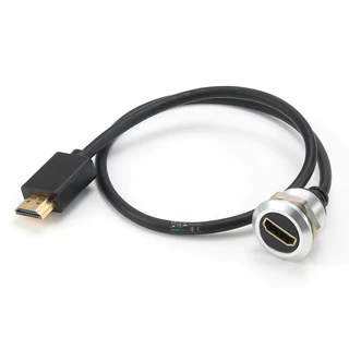 AVSSZ 0.5-2m โลหะ HDMI2.0 Data Extension Cable Connector Female to Male Flush Mount Adapter Socket Wires, for Car Truck Moto Industry