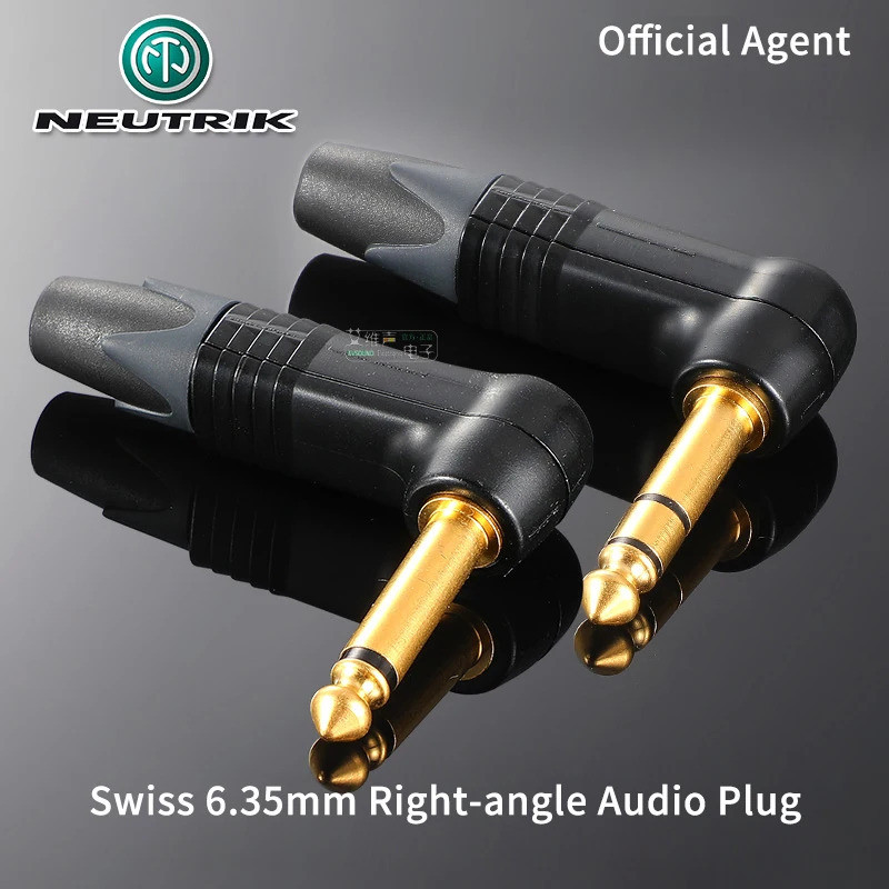 NEUTRIK 6.35 มม.มุมขวากีตาร์ปลั๊ก NP2RX-B NP3RX-B 1/4 "นิ้ว 2 3 เสา Gold-plated ชายเสียงโทรศัพท์เชื่