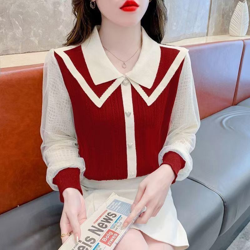 XUWEN2509 Seckill 2025 Melade ตุ๊กตาเสื้อกันหนาวฤดูใบไม้ผลิฤดูร้อนแฟชั่น All-Match ลูกไม้เย็บชีฟองผู