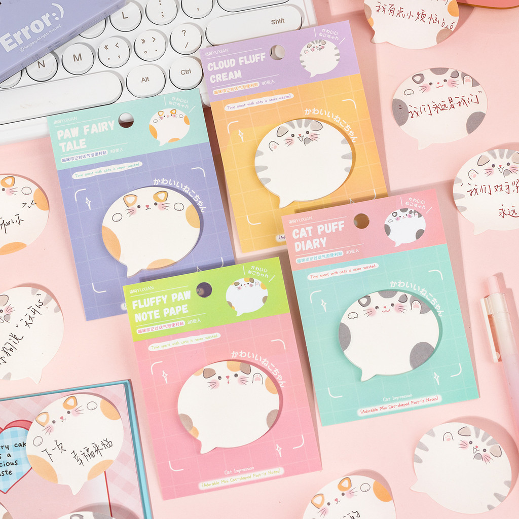 30 ชิ้นแมวน่ารัก Sticky Notes Sticky Notes Kawaii สัตว์รูปร่างเครื่องหมายธงสนุก Sticky Notes น่ารัก Notepads Sticky Note Pads สําหรับสํานักงานบ้านนักเรียน