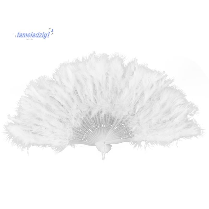 LADIES FAN 1920s BURLESQUE FANCY DRESS COSTUME ACCESSORY - สีขาว