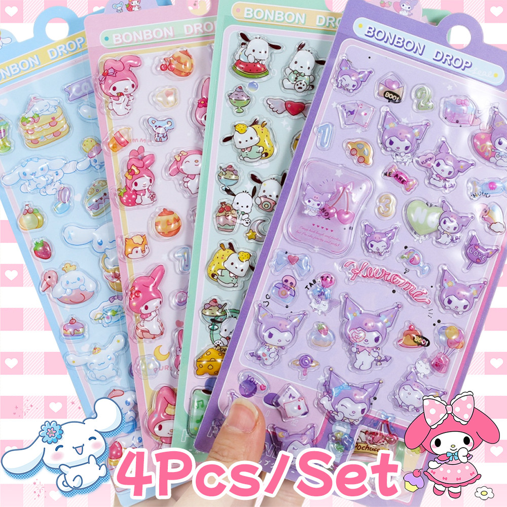 STARX สติ๊กเกอร์ลายนูน Sanrio 3D ใหม่ - Kuromi, My Melody, Pochacco | ของตกแต่งการ์ตูนกันน้ําสําหรับคู่มือสําหรับเด็กผู้หญิง & เด็ก ของขวัญวันเด็กในอุดมคติ