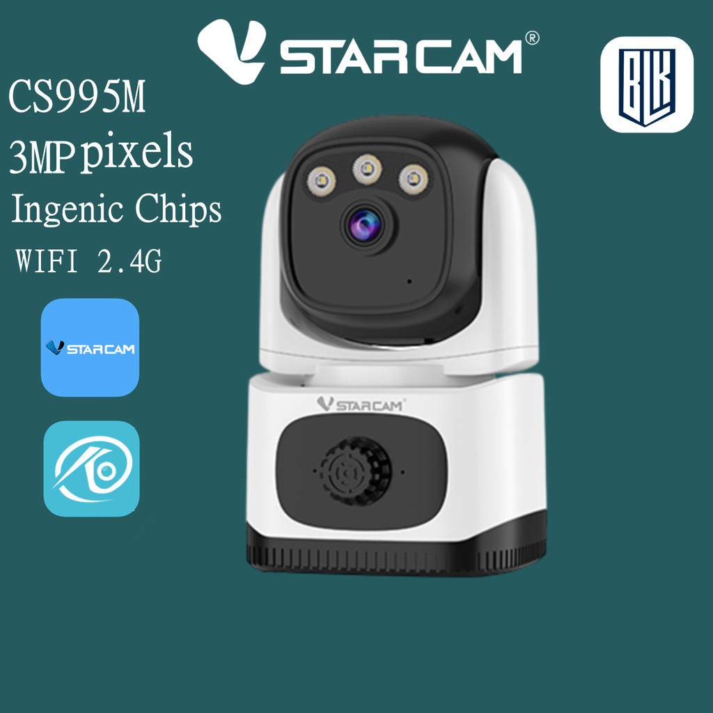 VSTARCAM CS995M HD เครือข่าย Wi-Fi 3MP กล้องวงจรปิดสำหรับตรวจจับเพลิงไหม้/CO2และแจ้งเตือนโดย okam ใน