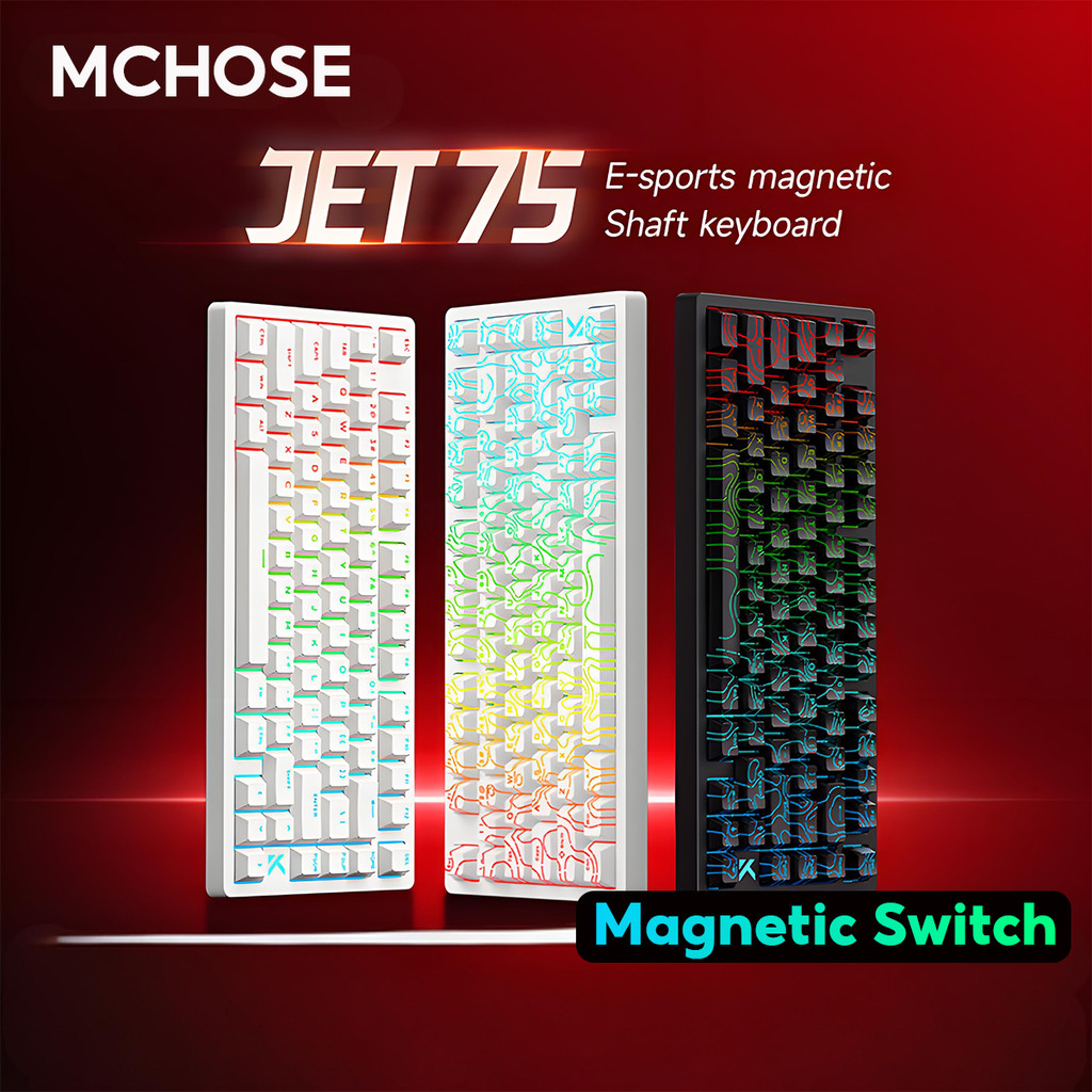 Mchose Jet 75 สวิทช์แม่เหล็ก 8K 8000Hz แบบมีสาย Rapid Trigger Customised Low Latency Esports คีย์บอร