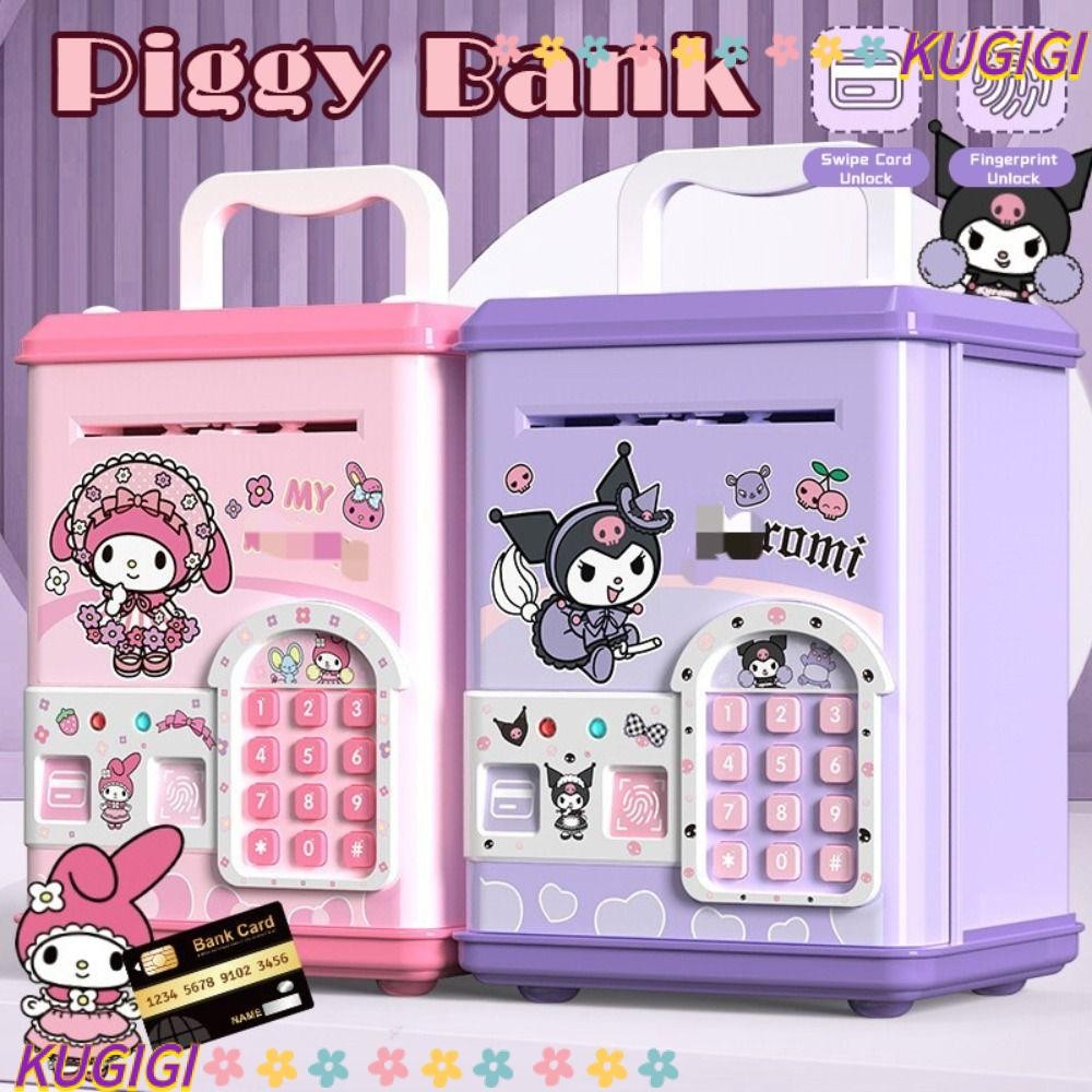 กุจิ กระปุกออมสิน,รหัสผ่านลายนิ้วมือพร้อมกล่องเงินเพลง,ของเล่น ATM คุณภาพสูงของขวัญเหรียญเงินสดประหยัดธนาคารเด็กของขวัญ