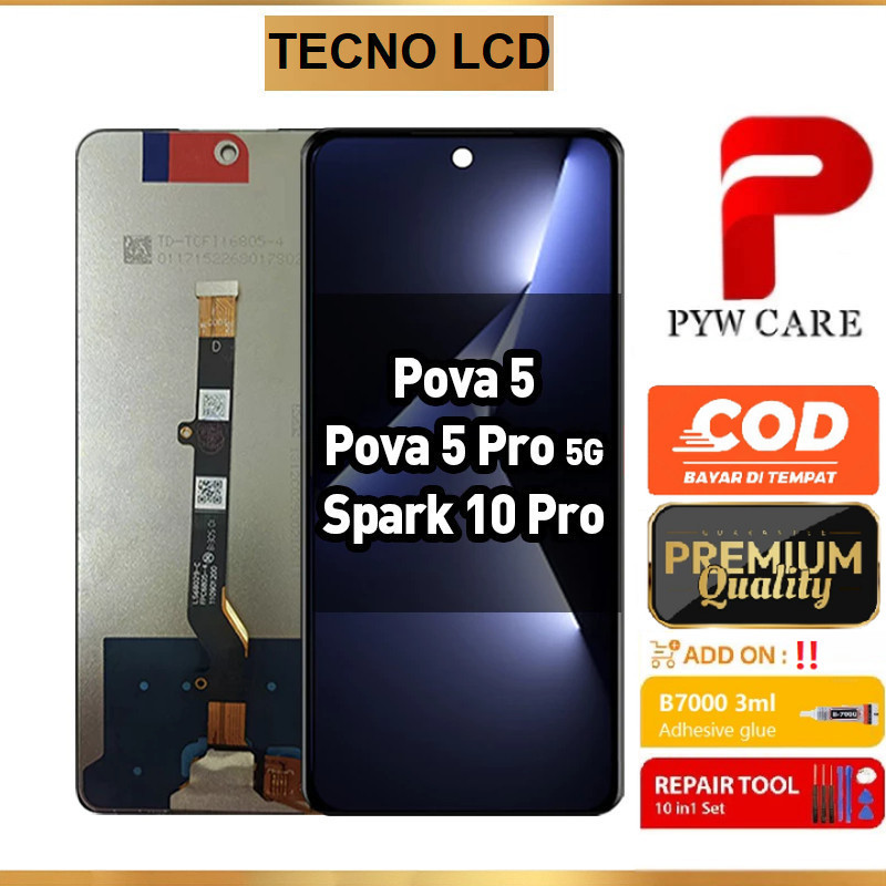 หน้าจอ LCD ที่รองรับสําหรับ Tecno Pova 5/ Pova 5 Pro 5G/ Spark 10 Pro หน้าจอ LCD