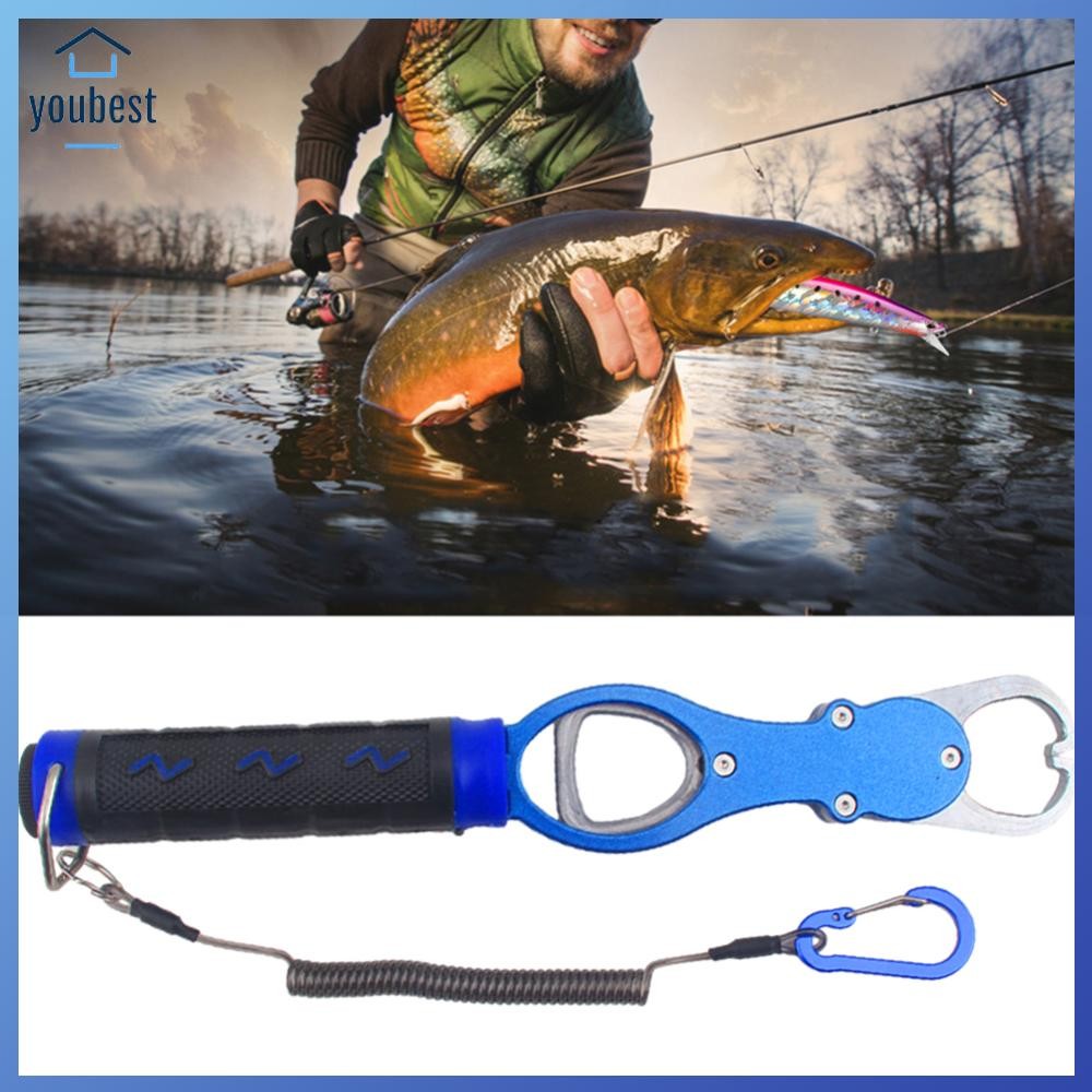 Fish Lip Gripper ตกปลา Gripper พร้อม Lanyard Non-Slip Handle Fish Lip Grip เครื่องมือปลา Scales Prof