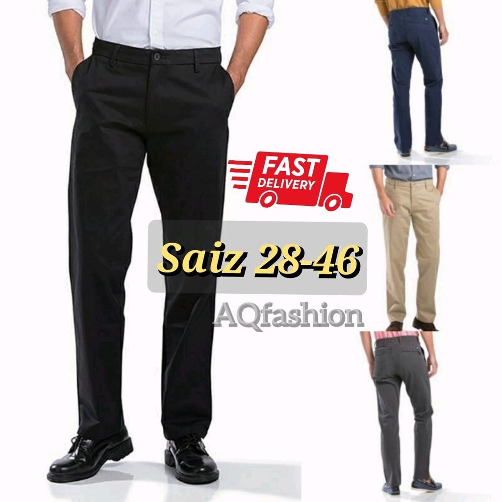 Saiz28-48 slack DOCK กางเกงปกติตัดปกติพอดี seluar slack unisex ผู้ชายผู้หญิงทํางานสบายๆ plussize/กาง