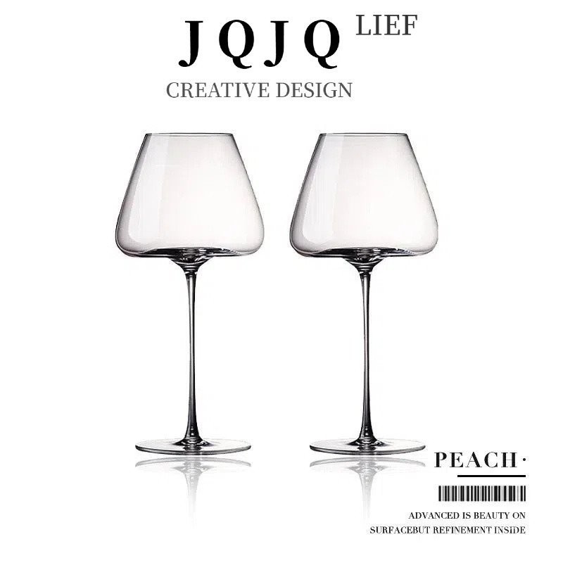 ขายร้อน JQQ LIEF PD 丨 Mesomia สไตล์ยุโรป Burgundy แก้วคริสตัลในครัวเรือน Goblet 丨หัวใจพีช 888 TW8G