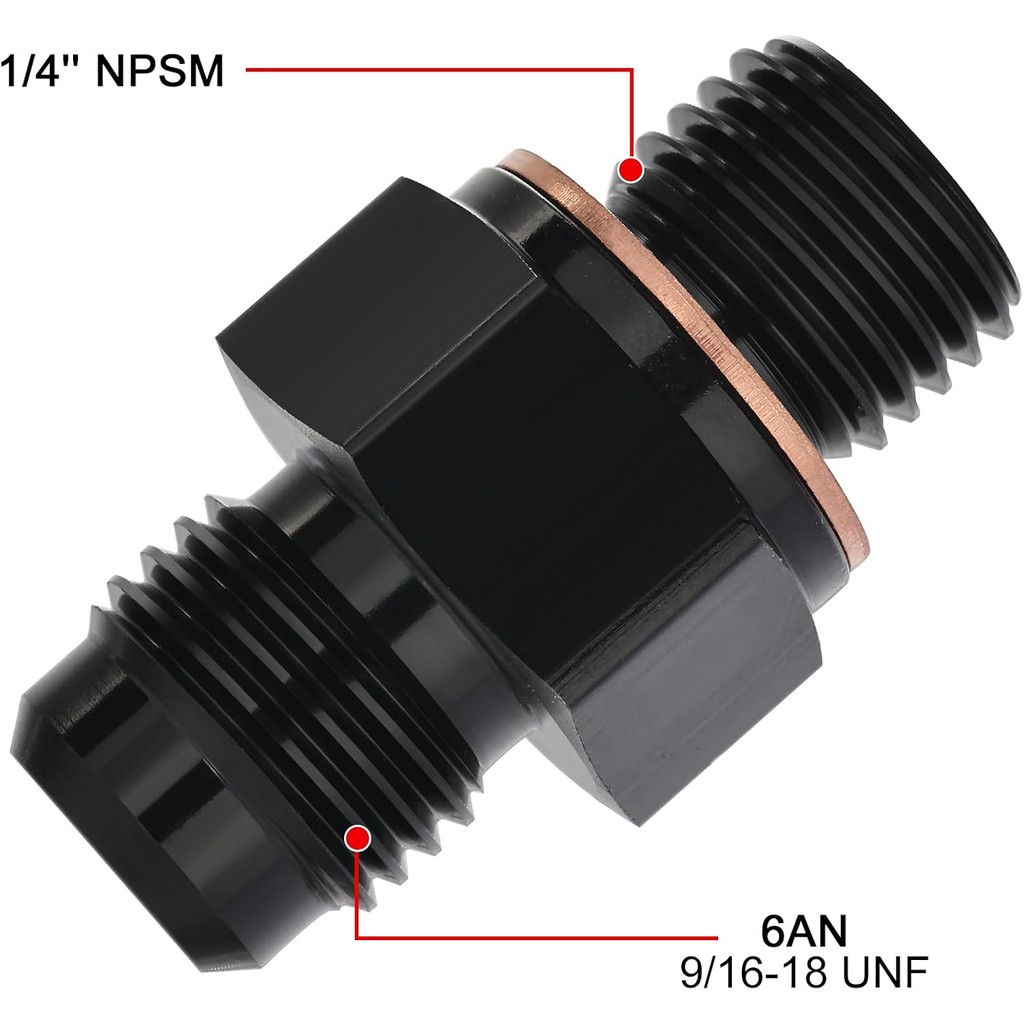 EVIL ENERGY 6AN ชาย 1/4 "NPSM เกียร์ Cooler Fitting อะแดปเตอร์อลูมิเนียมสีดํา 2 ชิ้น, เหมาะกับ TH350