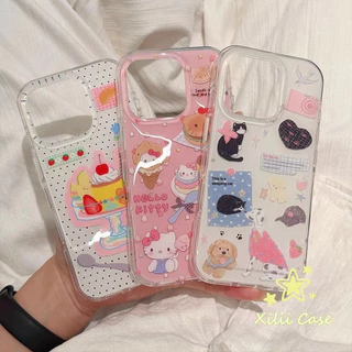 เคสไอโฟน 15เหมาะสำหรับ IPhone 17 15 13 11 16 12 14 Pro Max 16 15 14 7 8 Plus เค้กแมวสุนัข สวัสดีคิตตี้โปลก้าดอตกล่อง IMD