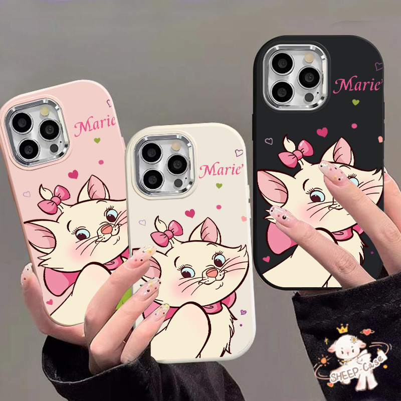 จัดส่งในพื้นที่ เคสโทรศัพท์มือถือโลหะ ลูกแมว น่ารัก For iPhone 16 15 14 13 12 11Promax pro plus 6 7 8plus X XR XS XSMAX