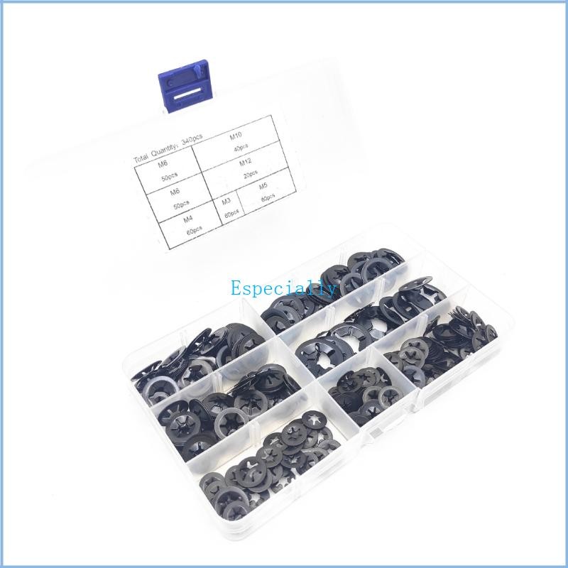 340pcs Internal Tooth Washers Push Speed Clip Washers Fasteners