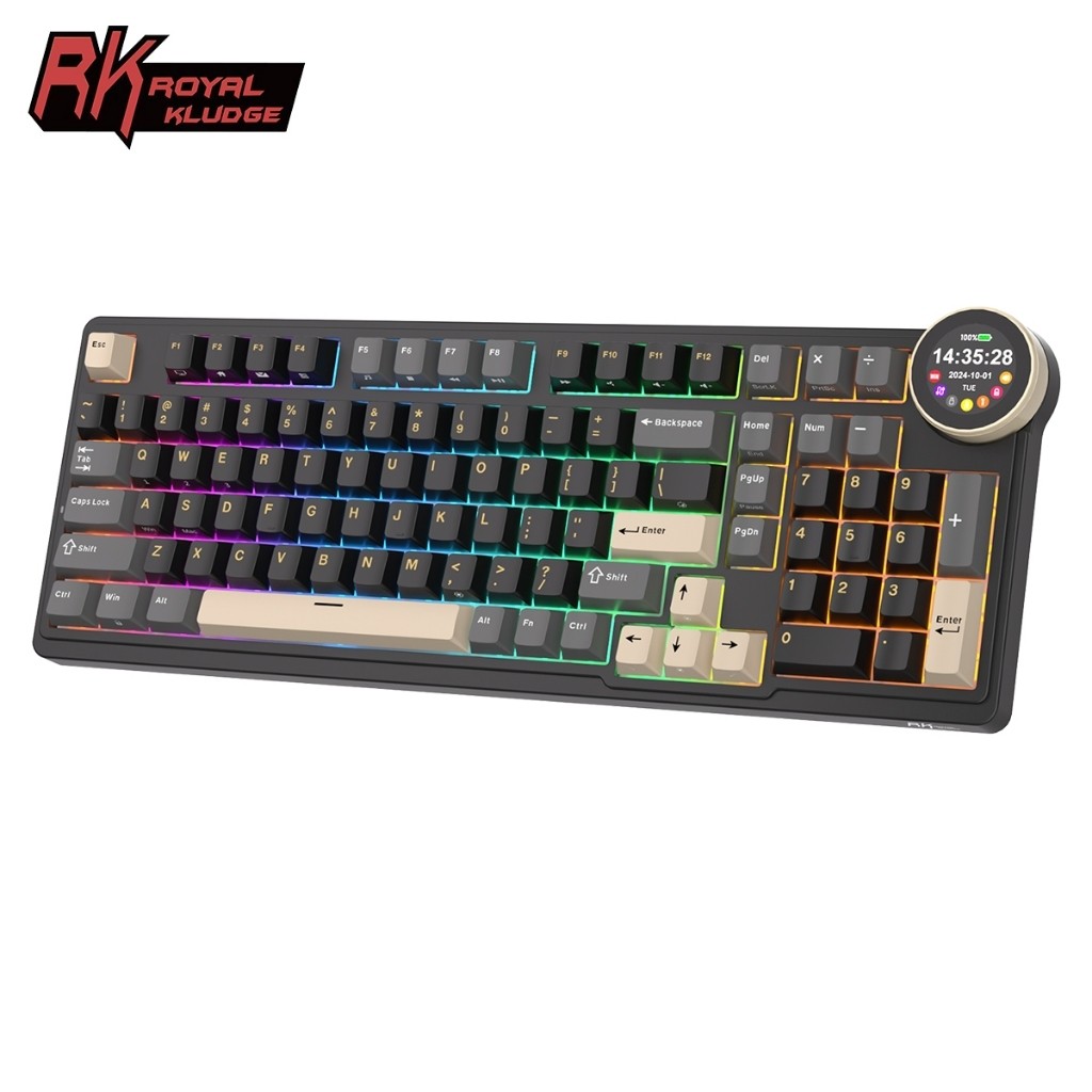 Royal Kludge RK N99 Phantom 98 Key TriMode RGB บลูทูธแบบมีสาย 2.4G พร้อมคีย์บอร์ดหน้าจอ TFT