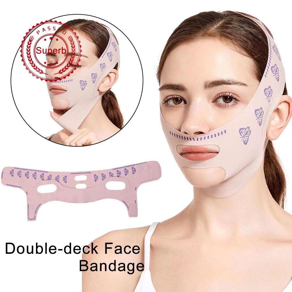 Sug Double Layer รูปแบบผีเสื้อ V รูป Face Mask ผู้หญิง Lifting Sleeping Up Mask Z9m2