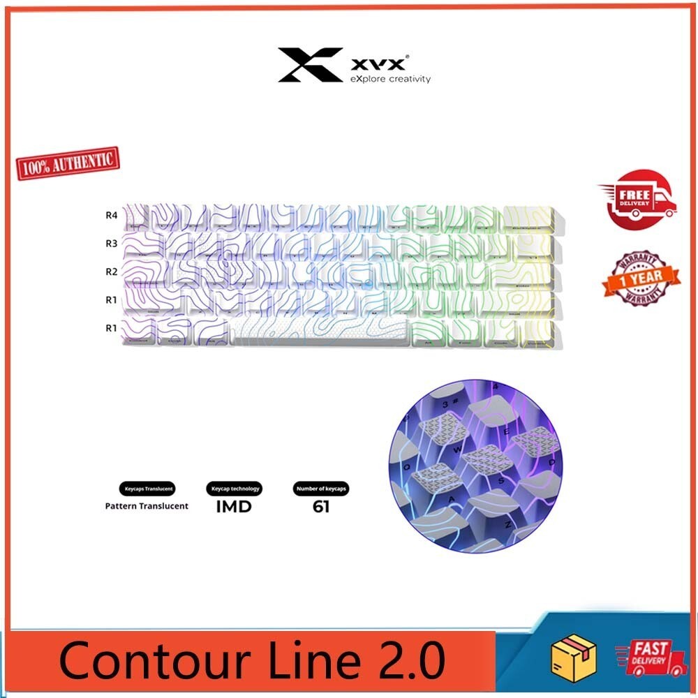 XVX "Contour 2.0" รูปแบบการเลือกปุ่มกดโปร่งแสงส่วนบุคคลด้านข้างแกะสลักปุ่มกด IMD woting fire68