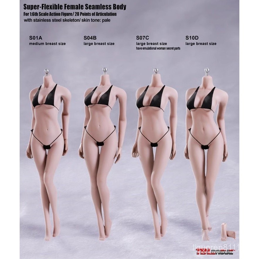 PHICEN Headless Steel Bone Female Body White Skin Tone S01A S04B S07C S10D TBLeague คลังสินค้าพร้อม