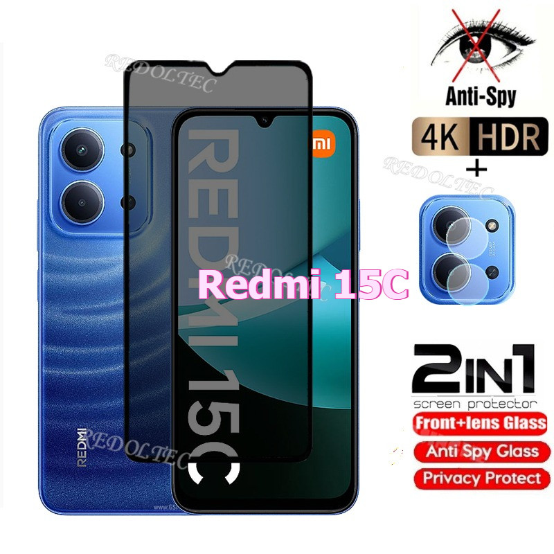 Redmi 15C 4Gกระจกนิรภัยส่วนตัวAnti-Spyคลุมทั้งหมดป้องกันหน้าจอAnti Peek 2in1 Privacns Protector Redmi15 C Redmi15C