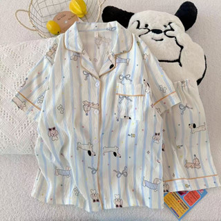 DK HOME ชุดนอนผู้หญิง พร้อมส่งชุดนอน แขนสั้น-ขาสั้น ลายน่ารั…