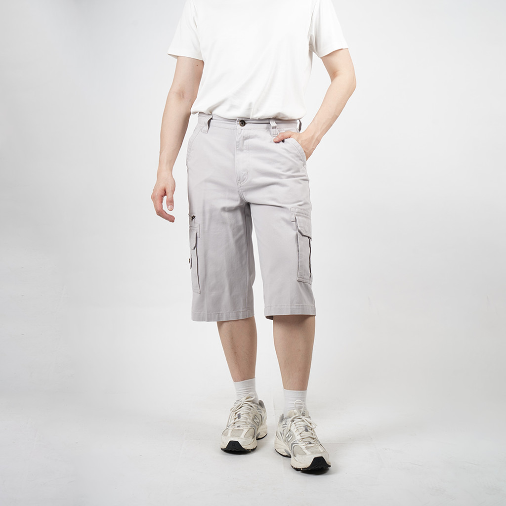 DAPPER กางเกงขาสั้นคาร์โก้สีเทาอ่อนปกติ - HP11043L