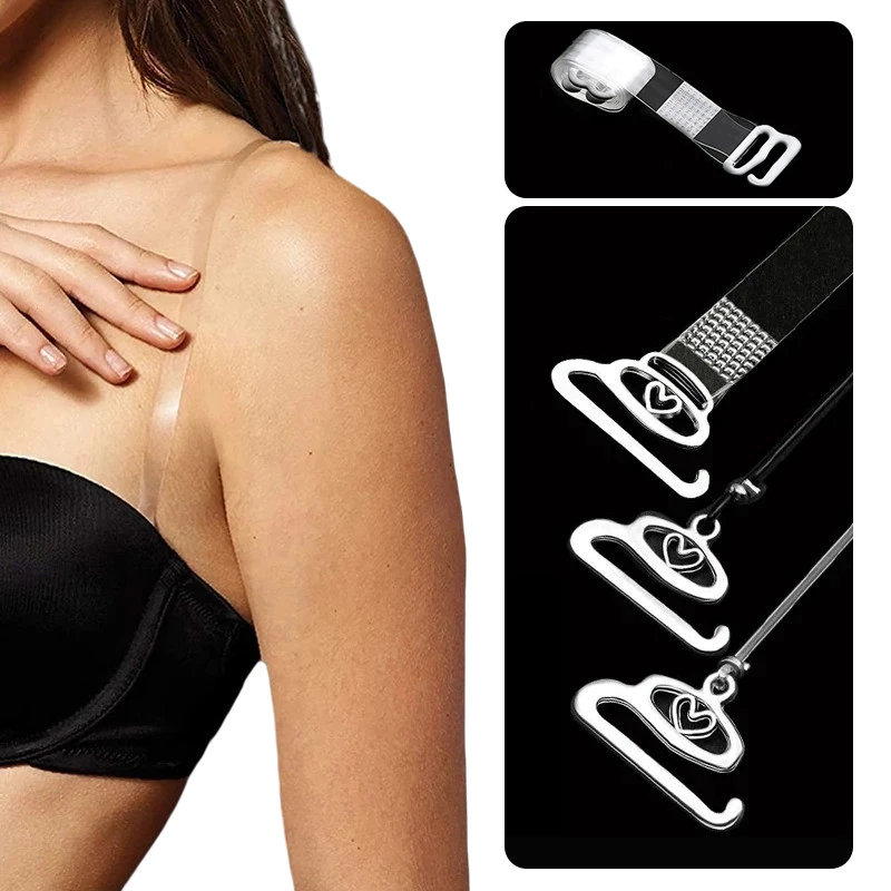 1 คู่ ใส มองไม่เห็น สายรัดบรา อุปกรณ์ซับใน bra straps ต่อกันลื่นสำหรับฤดูร้อน สายคล้องไหล่ชุดชั้นใน