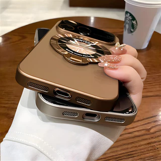 ใหม่ฝาครอบหรูหรา Matte PC เคสโทรศัพท์พร้อมชั้นวางในตัวกันกระแทก Hard Case สําหรับ IPhone 16 15 14 13 12 11 Pro Max 16plus 15plus เลนส์ป้องกันกรณี