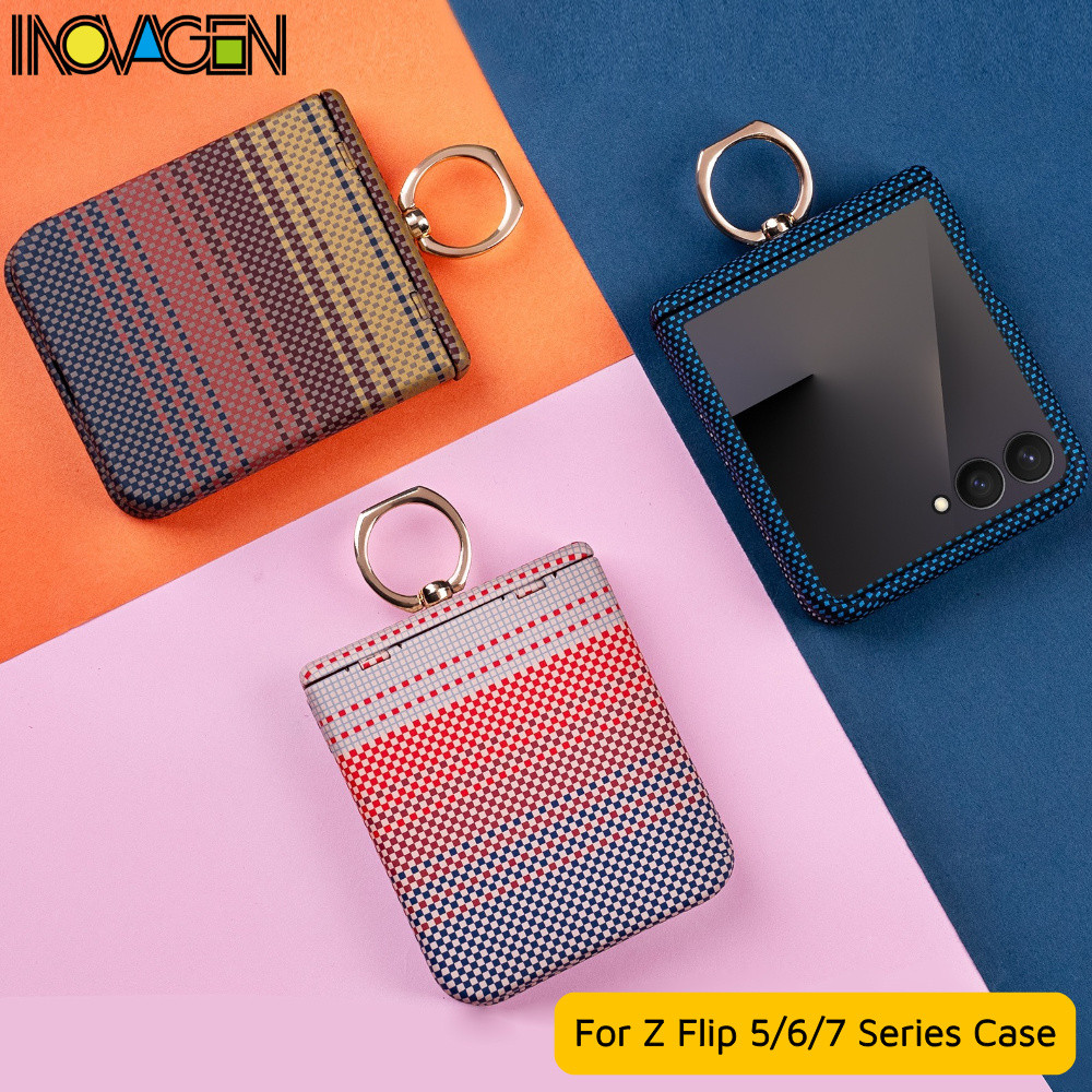 INOVAGEN สําหรับ Samsung Galaxy Z Flip 5,Flip 6 Flip 7 เคสโทรศัพท์แม่เหล็ก,พร้อมกระจกนิรภัย,รองรับการชาร์จไร้สาย,การสัมผัสผิวของทารก,ฝาครอบป้องกันแบบเต็มพีซี
