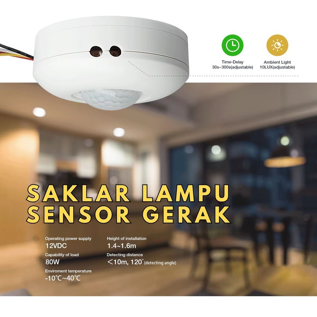 PIR Motion Sensor สวิตช์ไฟอัตโนมัติอินฟราเรด Motion Detector เพดาน PIR LED BR075