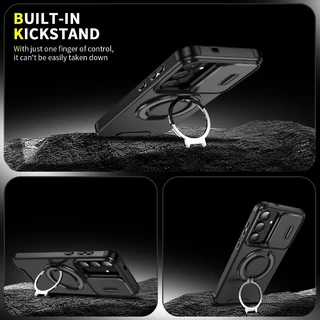 SAMSUNG สําหรับSamsung Galaxy S26 Ultra S25FE S25 FE 2025 S24 S24FE S23 S23Ultra S26Ultraเคสโทรศัพท์เกราะผู้ถือแหวนแม่เหล็กปลอกSamsungS25FE Plusเลนส์กันกระแทกปกหลัง