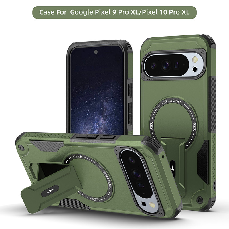 สําหรับ Google Pixel 10 Pro Xl, 9 Pro XL กรณี ELVEV Hard PC + Soft TPU Anti-drop Anti-slip ดูดถ้วยปกหลัง