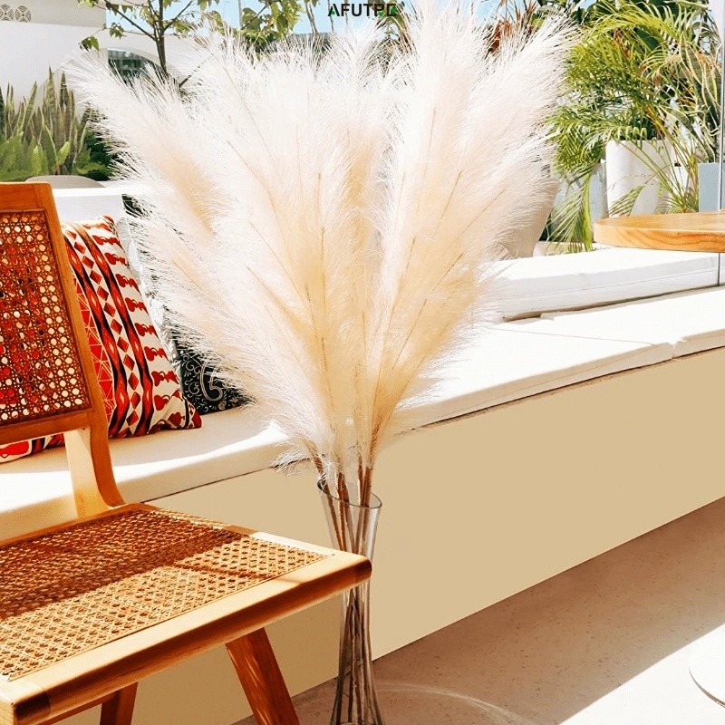 YTL ช่อหญ้าปลอม หญ้าแพมพาส หญ้าเทียม ต้นหญ้าแห้ง หญ้าคา ช่อหญ้าสี ดอกเลา ดอกไม้ปลอม pampas สไตล์นอร์ดิก แต่งบ้าน งานแต่ง