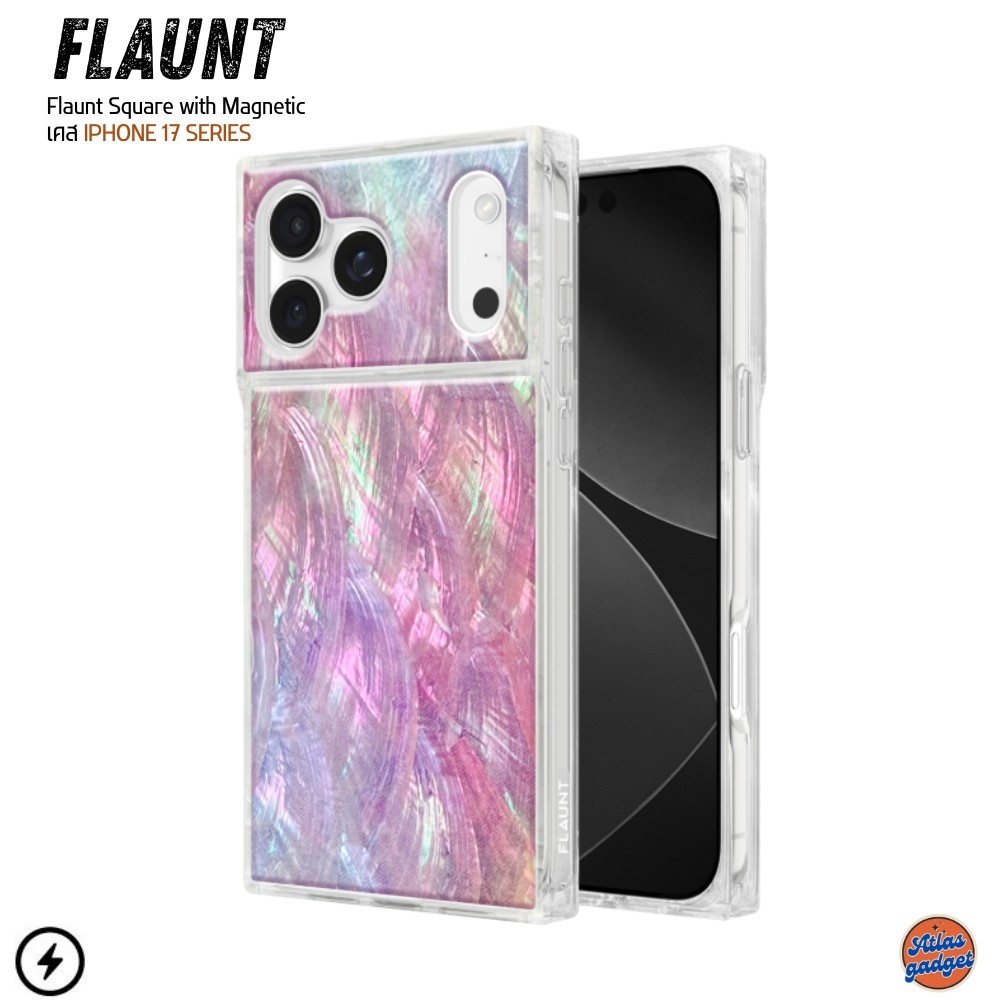 Flaunt Square with Magnetic Mother of Pearl Pink เคส iPhone 17 / Air / 17 Pro / 17 Pro Max