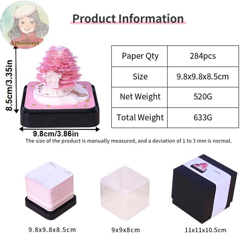 Littlelove Time Piece ปฏิทิน 2026 ปฏิทินตั้งโต๊ะพร้อมไฟ LED 3D ปฏิทินฉีกขาดกระดาษแกะสลัก Art Pad Notepad ของขวัญสําหรับคริสต์มาสพิธีขึ้นบ้านใหม่เดสก์ท็อปตกแต่ง TH - รูปที่ 3