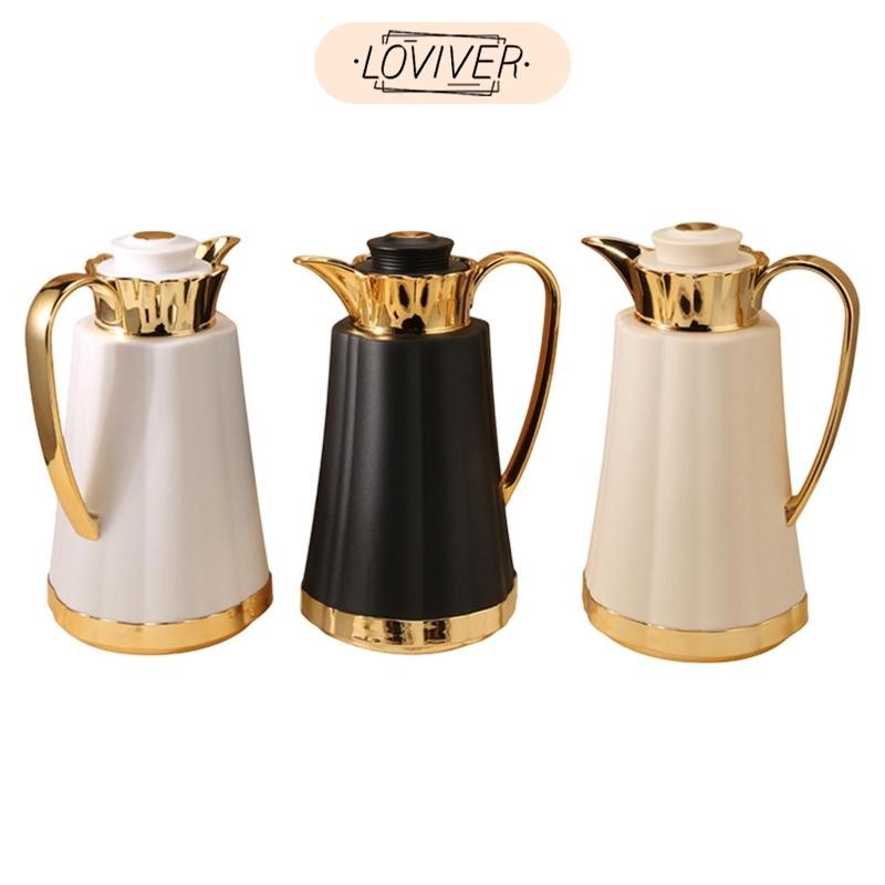 LOVIVER โถกาแฟเก็บความร้อนแบบฉนวนอาหรับ, กาต้มน้ําฉนวนอาหรับ, กาน้ําชาตู้ทําน้ําร้อนความจุขนาดใหญ่สําหรับงานปาร์ตี้,