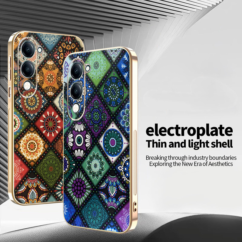 สําหรับ Vivo Y04 Y04S Y29S Y29t สไตล์จีน Electroplated TPU Edge Anti-Drop เคสโทรศัพท์