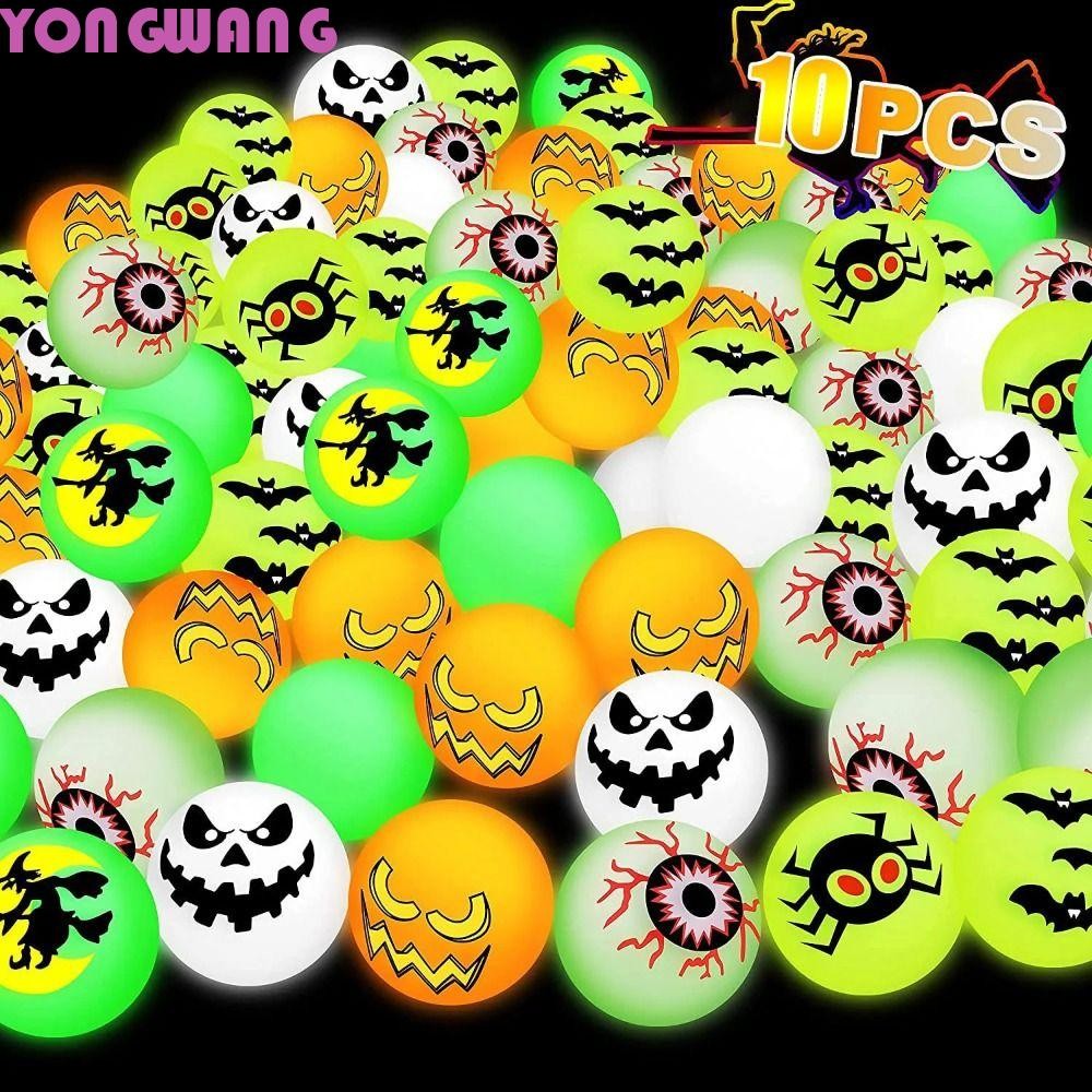 YONGWANG66HR 10 ชิ้น/เซ็ตฮาโลวีน Bouncy Balls, Glow-in-the-Dark น่ากลัว Bouncy Eyeball, คอสเพลย์ Pro