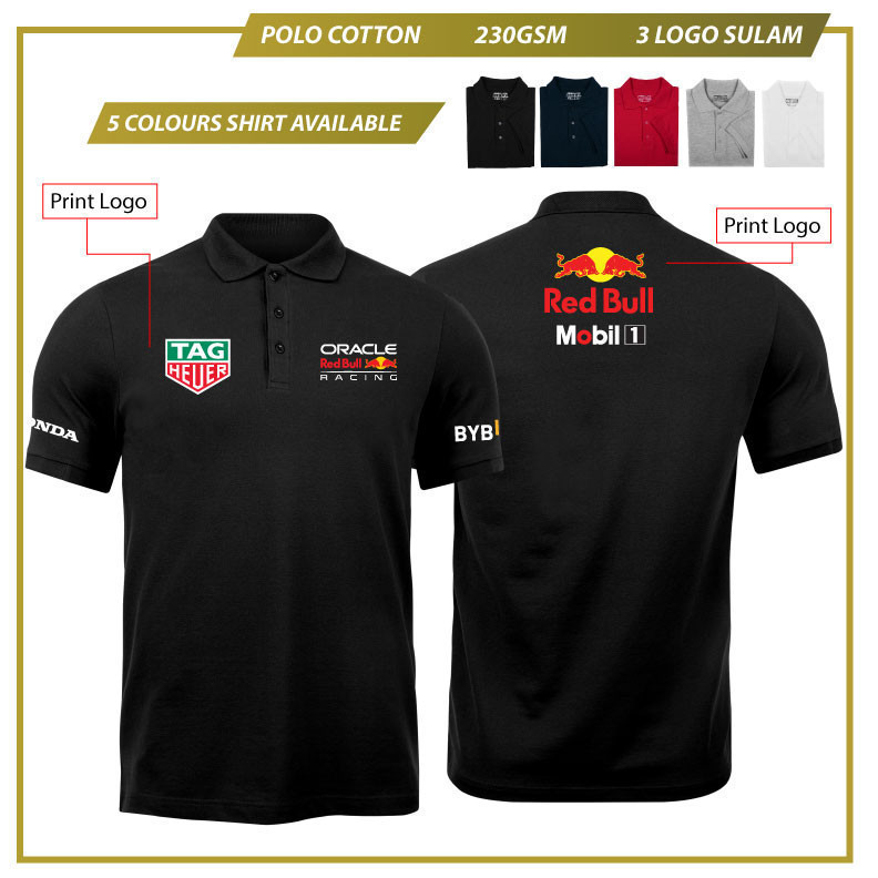 Polo Tee Shirt Cotton RedBull Oracle F1 Premium Design Fashion Murah Lelaki Men Logo Sulam POLO Shir