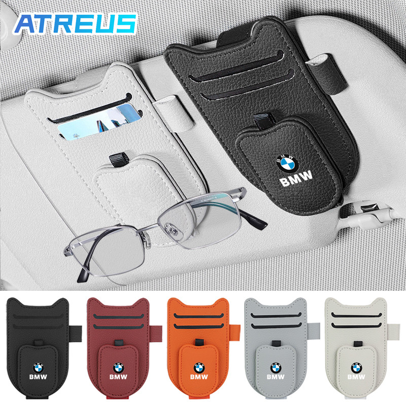 BMW รถ Sun Visor แว่นตาคลิปหนังผู้ถือบัตรปากกาแว่นตากันแดดกระเป๋าภายในรถอุปกรณ์เสริมสําหรับ BMW Z4 E