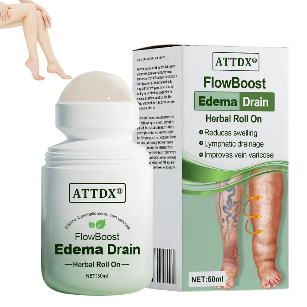FlowBoost Edema Drain Herbal Roll On, Leg Therapy Edema Roll On, Edema Relief สําหรับขาและเท้า ลดการ