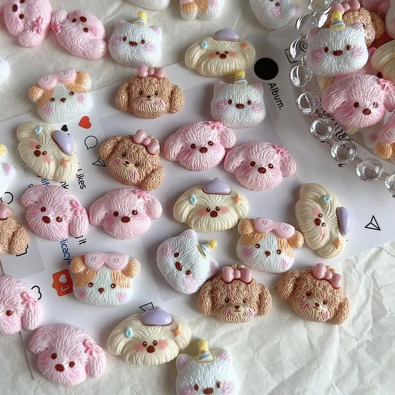 ตุ๊กตาสุนัขสามมิติเรซิ่น น่ารักสำหรับการ์ตูน ใช้ประดับเคสโทรศัพท์, กิ๊บติดผม, ถ้วยน้ำ และรองเท้า